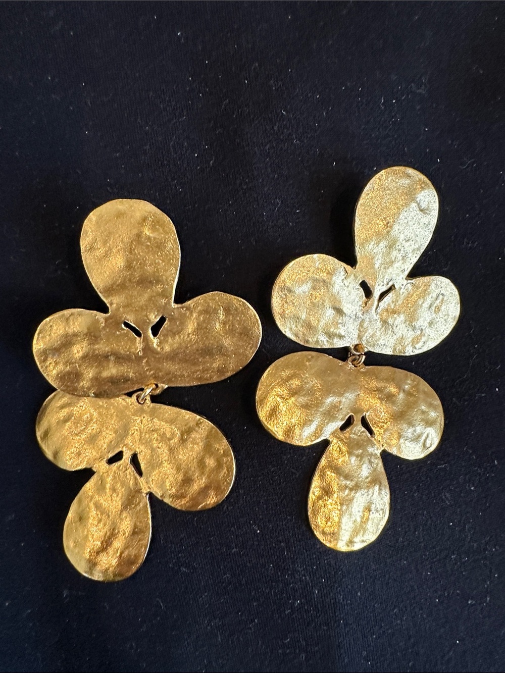 Zara Gold Sculptural Floral Drop Earrings